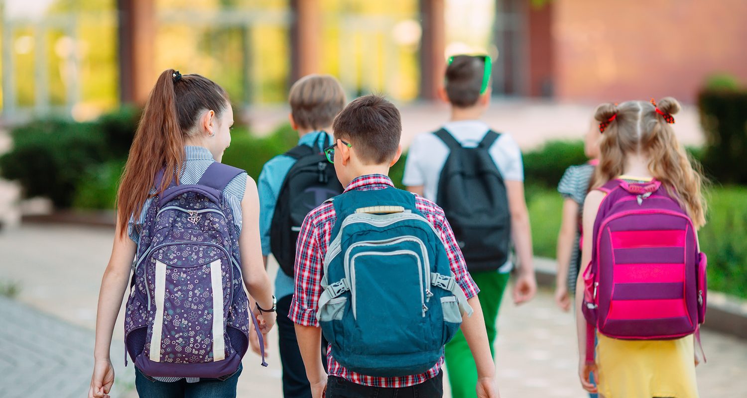 Group of kids going to school together